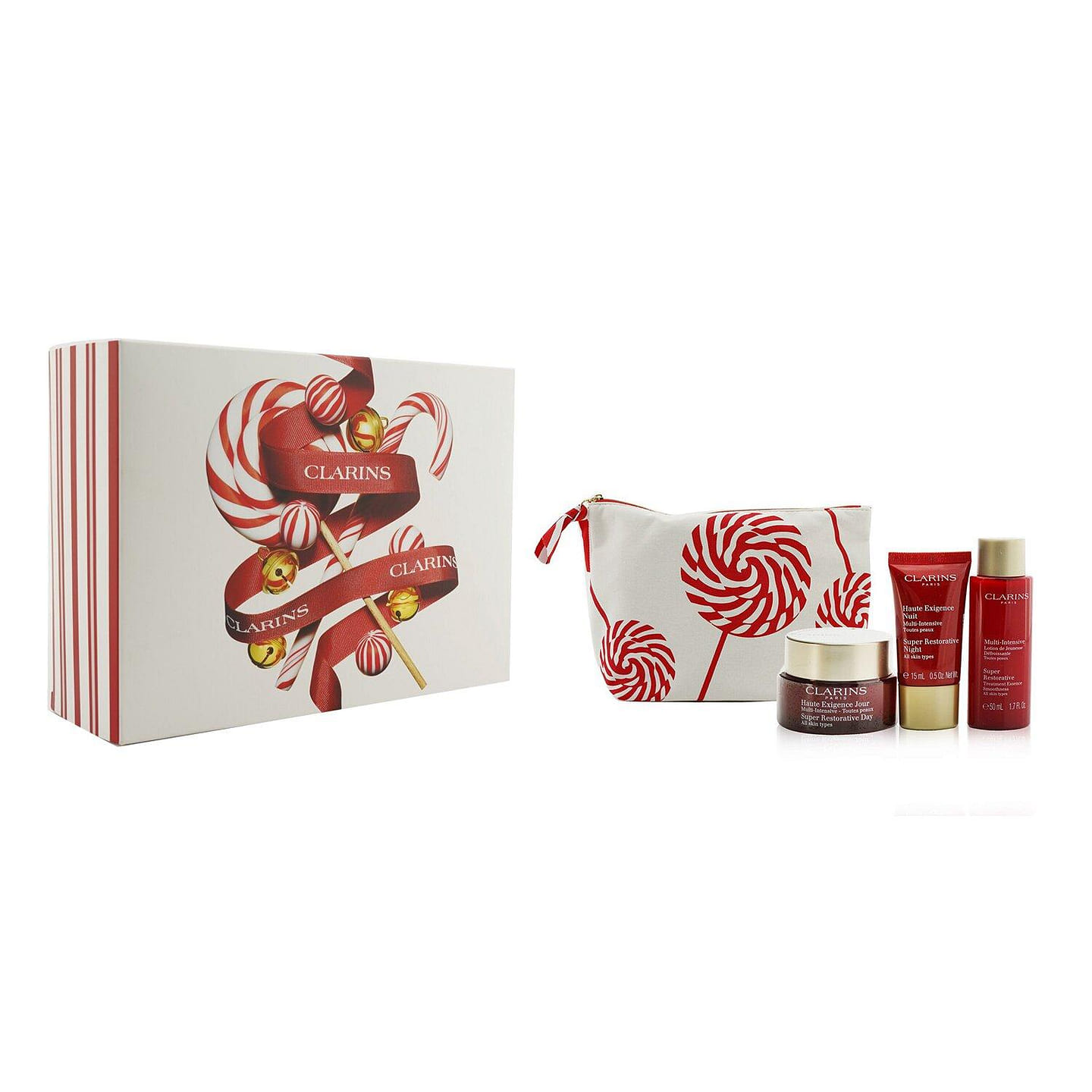 Clarins Super Restorative Collection: Day Cream ml+ Night Cream ml+ Treatment Essence ml+ Pouch 3pcs+1pouch 3 each