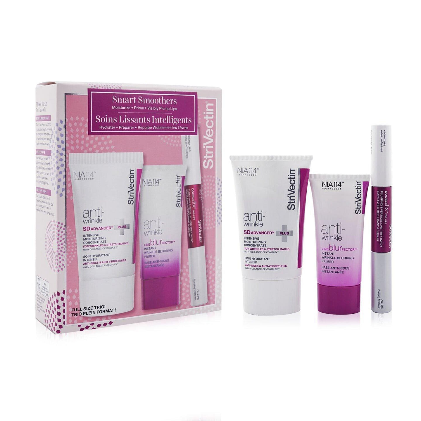 StriVectin Smart Smoothers Full Size Trio Set: Intensive Moisturizing Concentrate ml + Instant Wrinkle Blurring Primer ml 3pcs 3 each