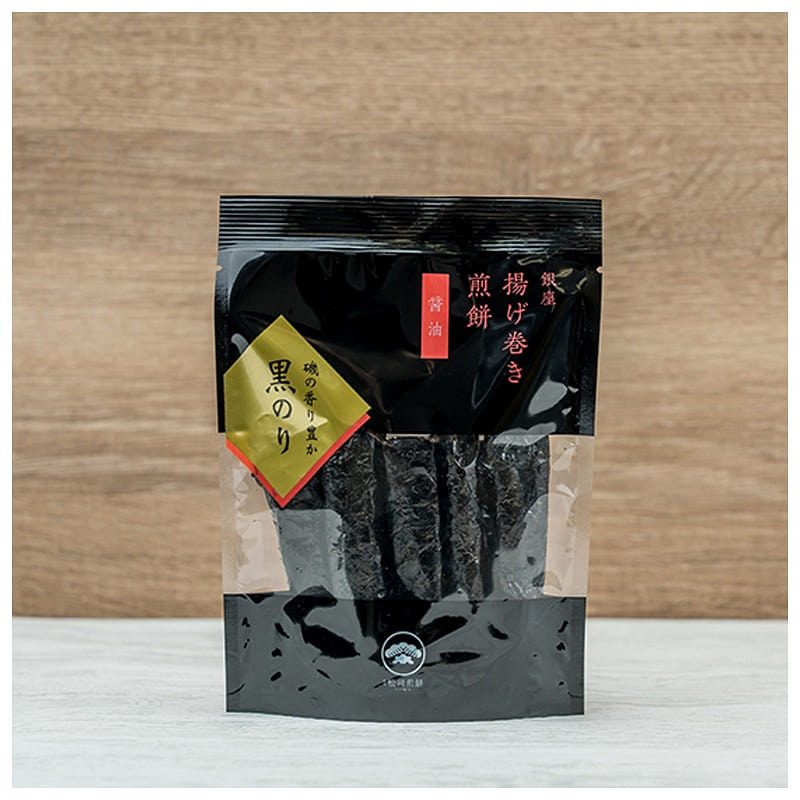 GINZAMATUSAKI SENBEI Tokyo Soy Sauce Fried Seaweed Roll Senbei 8 pcs 1 each