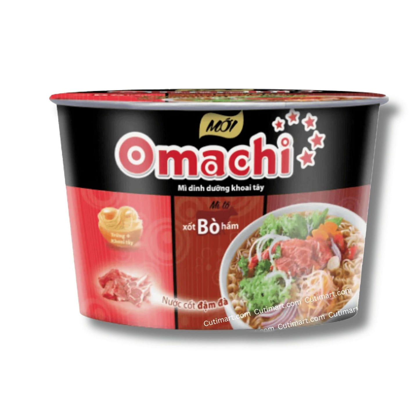 Omachi Instant Noodles Stewed Beef Flavor Bowl 1 case