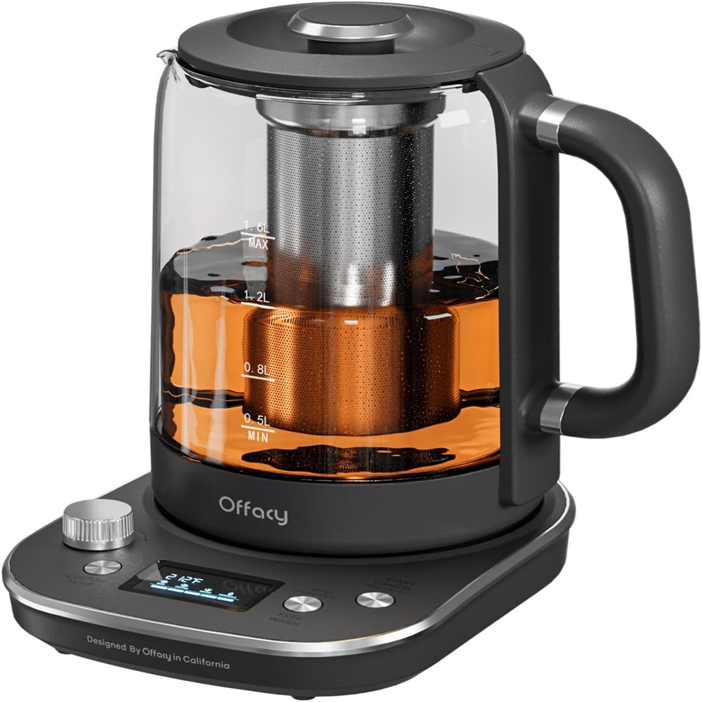 Get Electric Tea Kettle, 1.6L 1200W Fast Heating 9 Smart Presets with