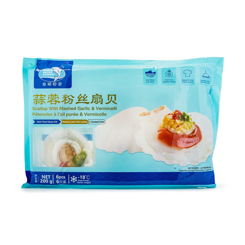 北洋海产 蒜蓉粉丝扇贝 6只 冷冻 200 克