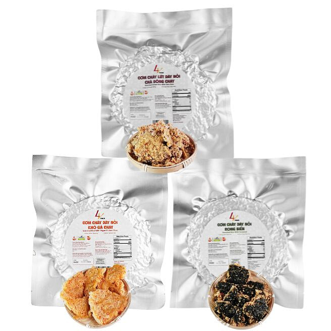 Combo Cơm Cháy Đáy Nồi Chay: chà bông chay, kho gà chay, rong biển ( 3 loại