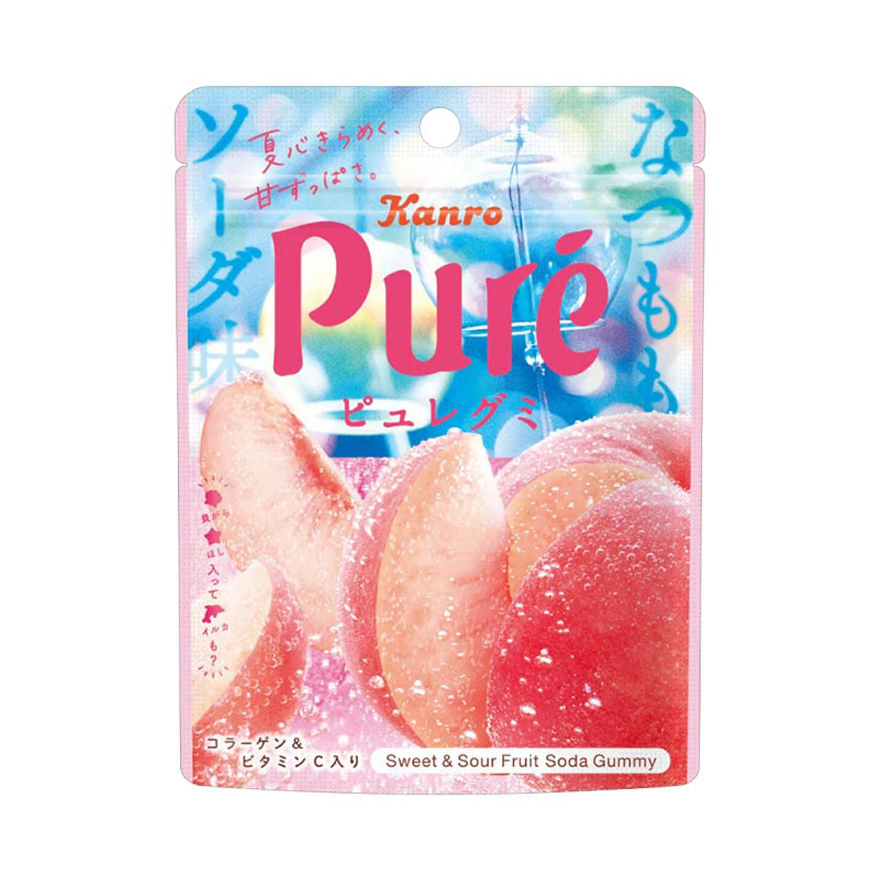 Kanro Pure Gummy Summer Peach Soda Flavor 52 g