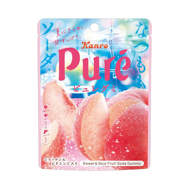 Kanro Pure 心形果汁软糖 夏日桃子汽水味 52 克