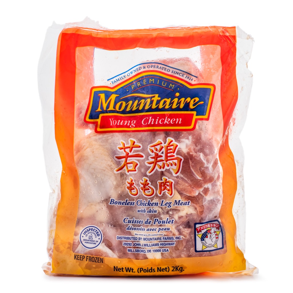 Get Mountaire Whole Boneless Chicken Leg Meat with Skin, Frozen