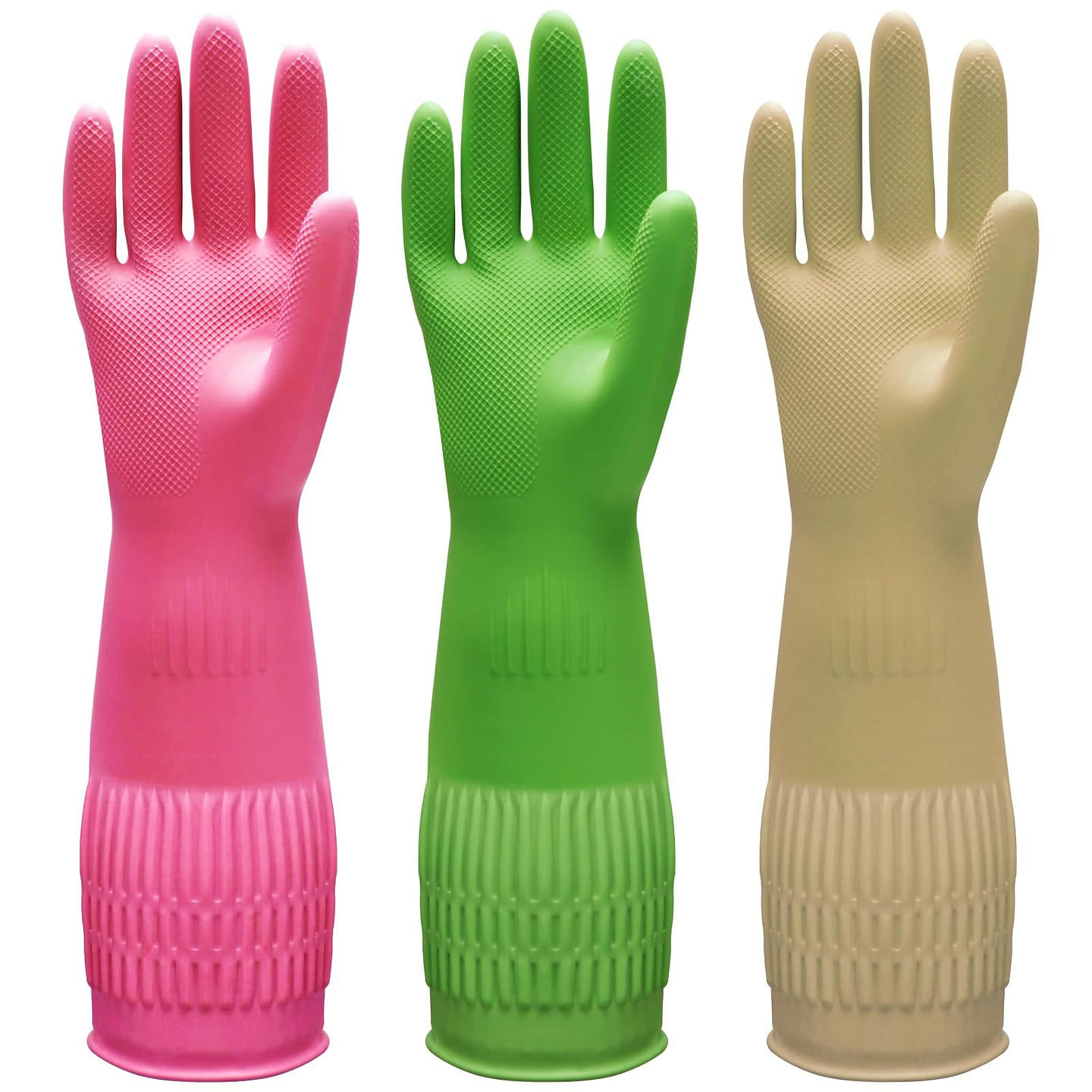 3 Pairs of Rubber Dishwashing Gloves for Kitchen 1 each