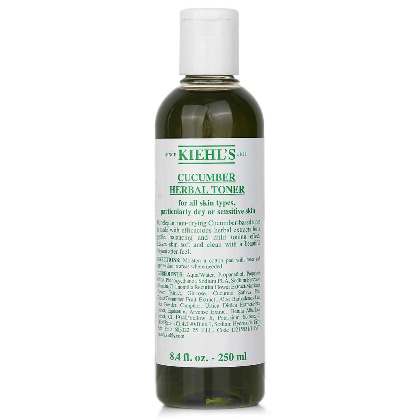 Kiehl’s Cucumber Herbal Alcohol-Free Toner – For Dry or Sensitive Skin Types 250ml/8.4oz 250 ml
