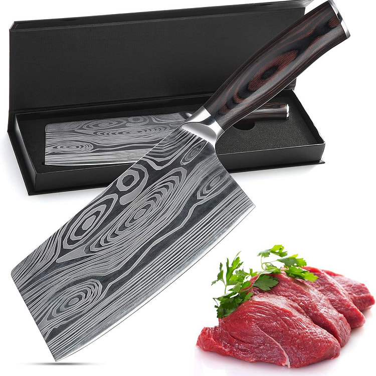 Cleaver Knife, 7" Light Weight Chinese Chefs Knife, Hand Forged Blade with 
