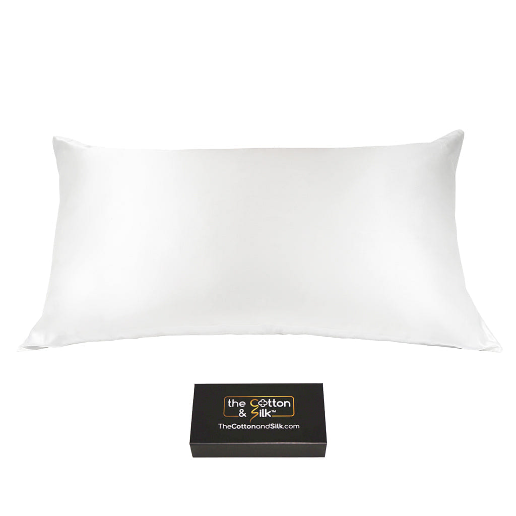 King-size 22 Momme Mulberry Silk Pillowcase, Zipper Closure, Cream, King (20“ x 36“) 0.8 lb