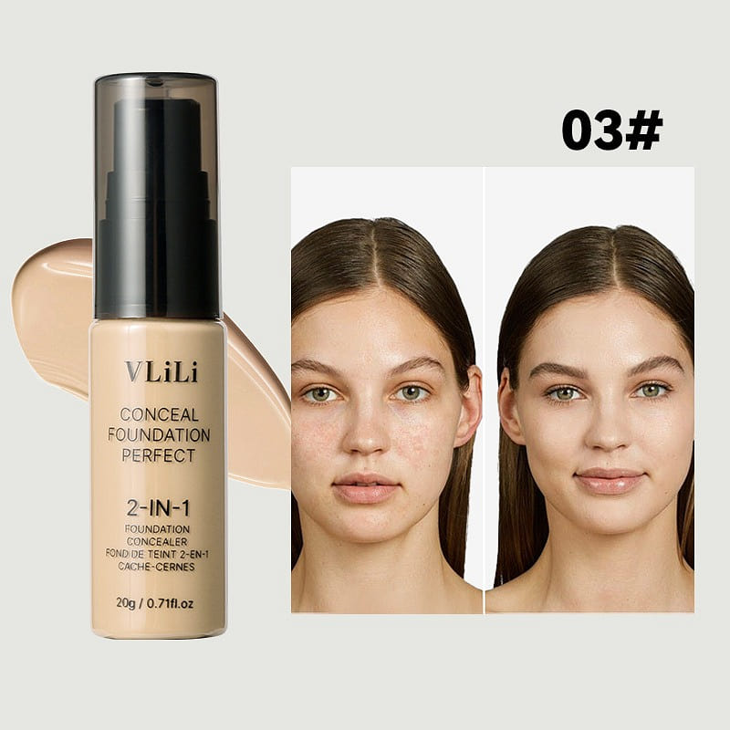 2-in-1 6-Shade Liquid Foundation Conceals Acne #03 1 count