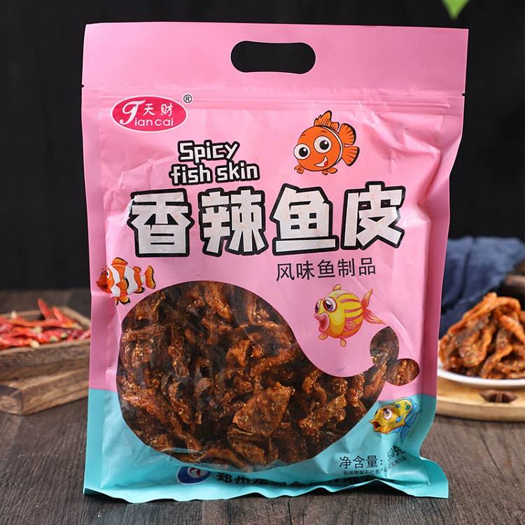 香辣鱼皮脆零食香辣鱼皮干鳕鱼皮海鲜小吃500g*1