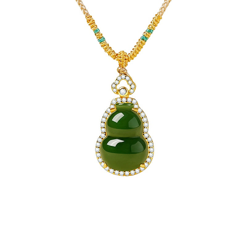 Hotan Jade Necklace Silk Dew Gold 27 * 15mm 1 box