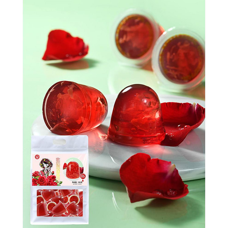 七彩云花云南特产鲜花果冻低脂玫瑰花味500g*1袋