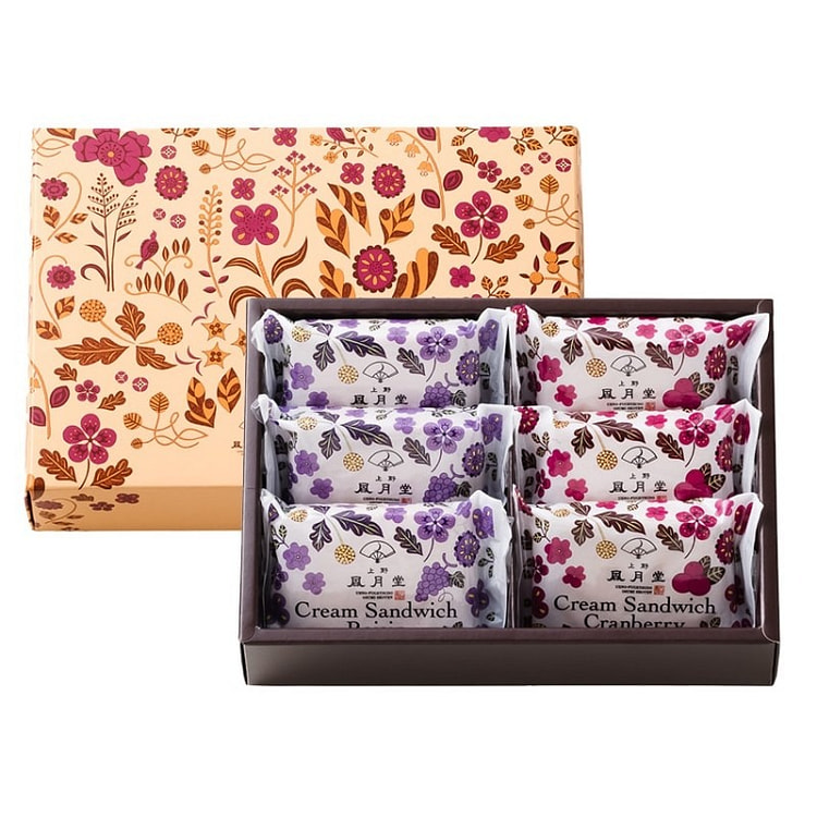 上野风月堂 朗姆酒渍葡萄干奶油夹心饼干 6个装 1 盒