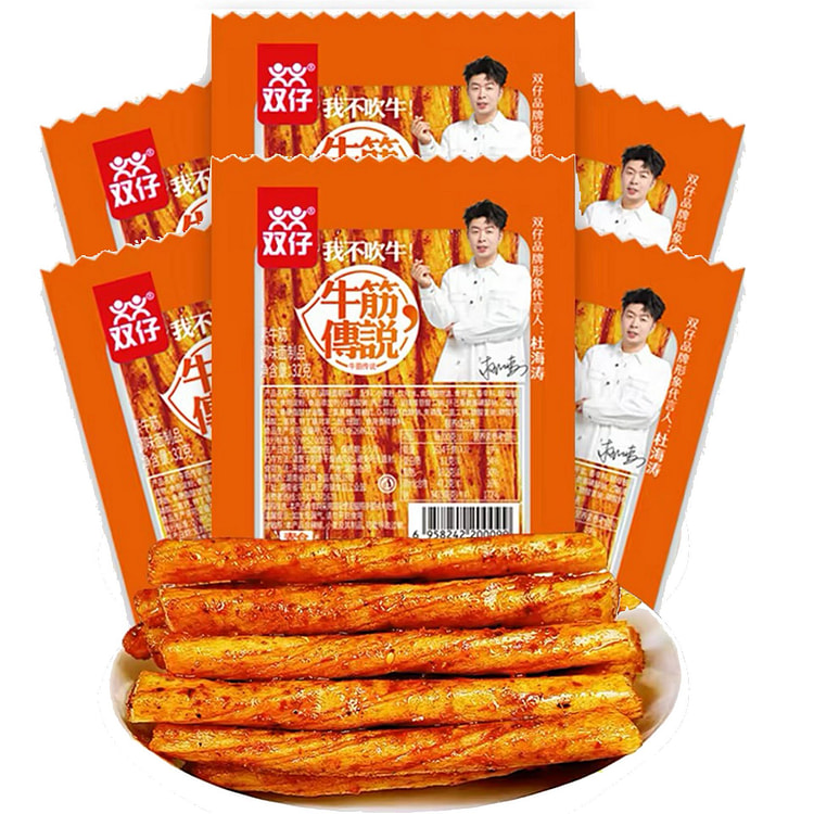Shuangzai Spicy Vegetarian Beef Tendon Snack(6pcs) 108 g