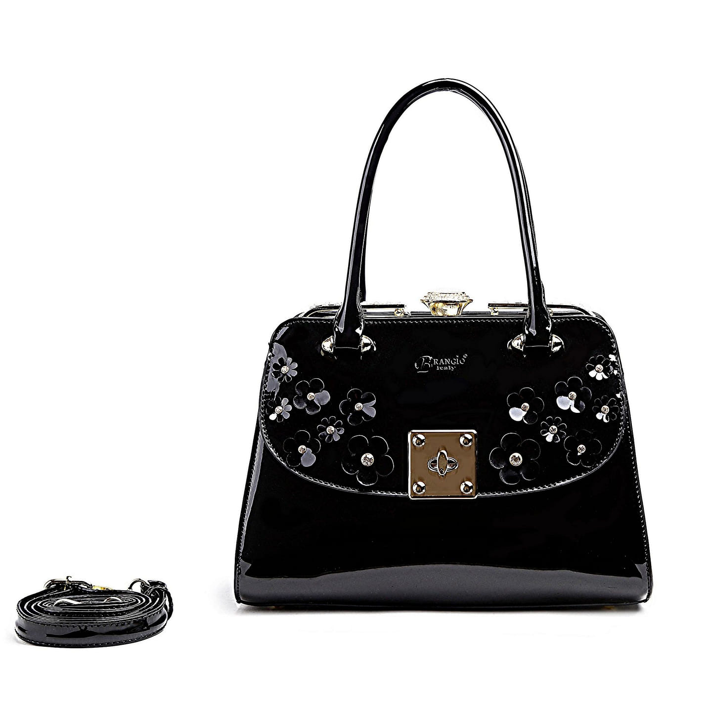 Floral Sparx Designer Crystal Handbag + Wallet [KX8808+KXC8828-BK] 1 each