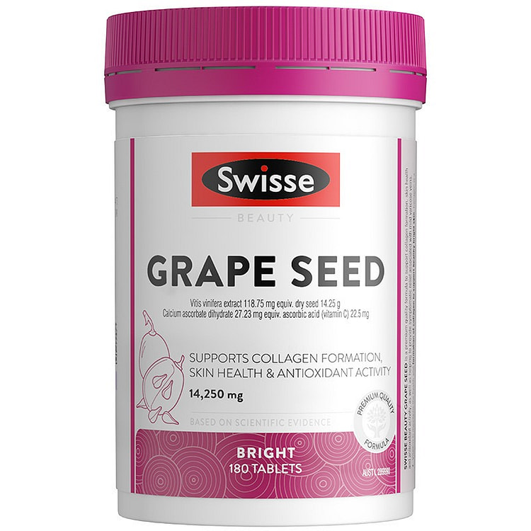 Swisse葡萄籽精华片花青素OPC胶囊180粒/盒 内服烟酰胺 全身美白