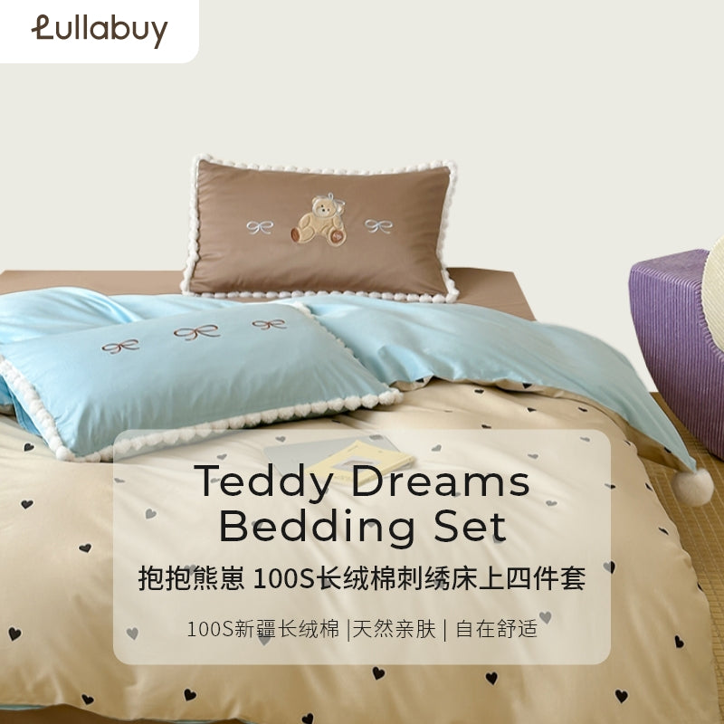 Teddy Dreams Bedding Set Blue Heart Double Size 2000 g