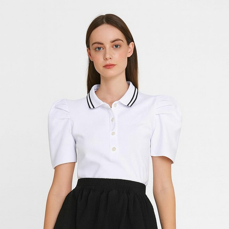 Perlas - White Polo Filipiniana Top XL 1 each