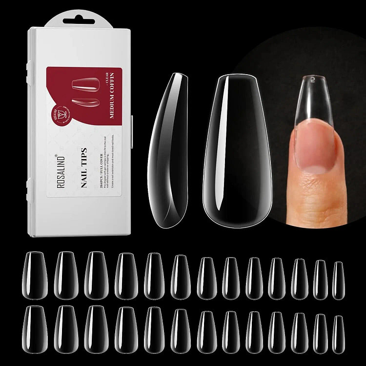 264PCS Clear Coffin Fake Nails with Box,ROSALIND M 1 box