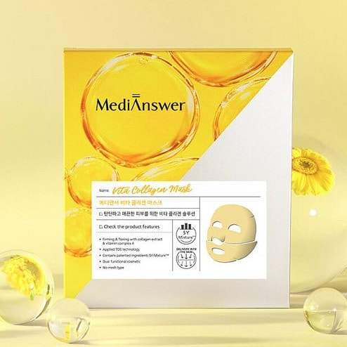 韩国[MediAnswer]  维他胶原蛋白收缩膜孔面膜 5片装
