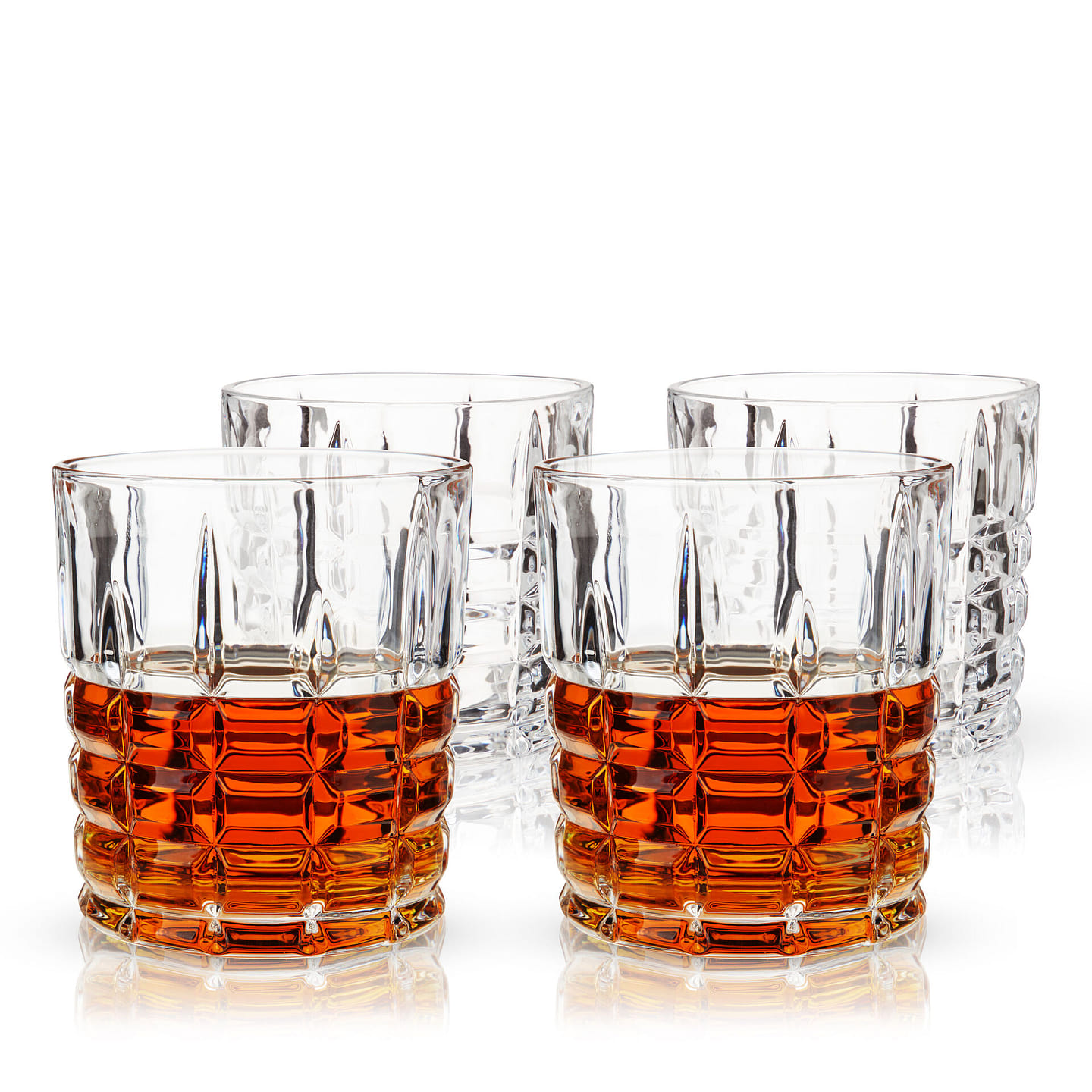 Viski Highland D.O.F. Glasses Set of 4 – Crystal Classic Lowball Cocktail Barware – 10 oz 12 oz