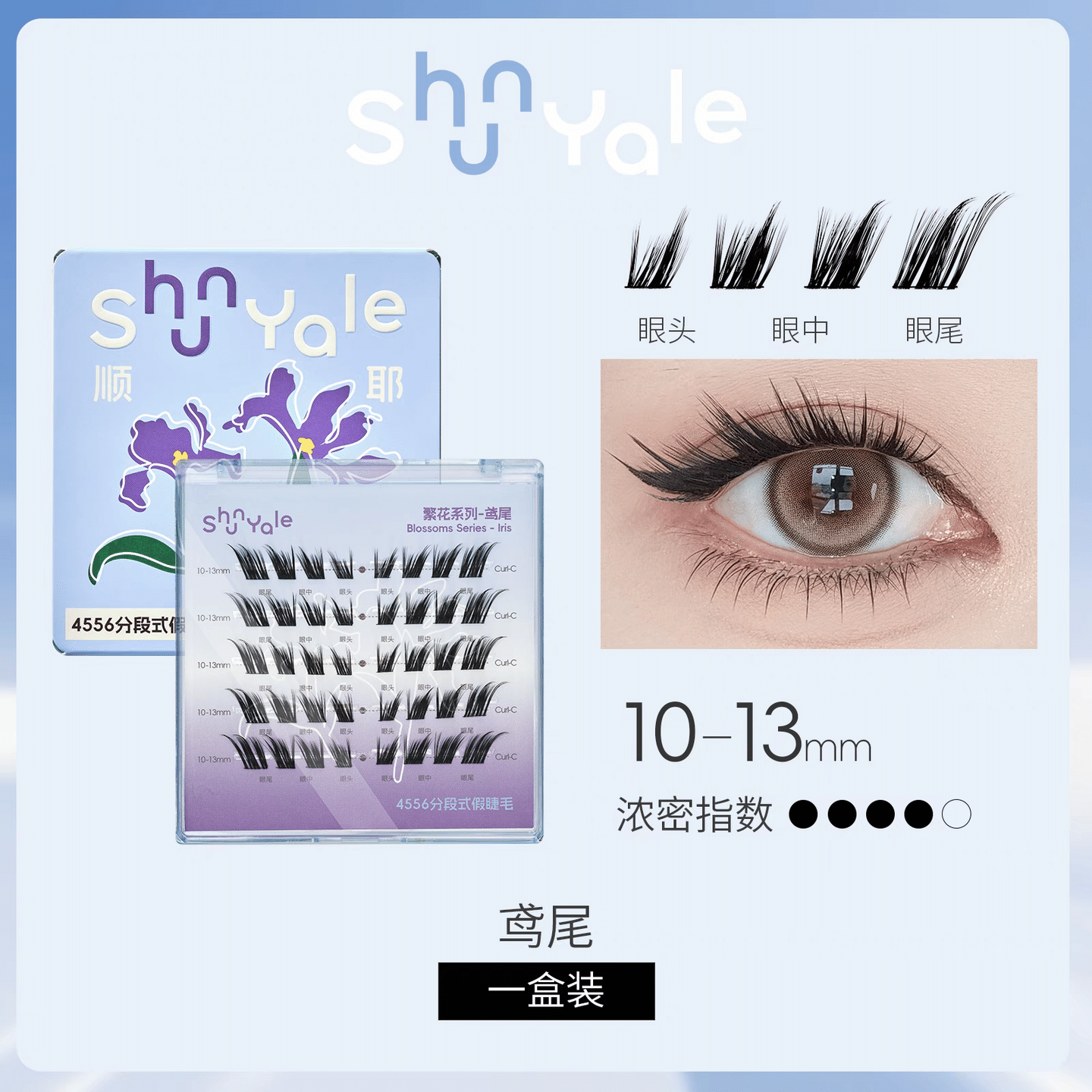 Segmental False Eyelashes Novice Naturally-Roof Iris 1Box 1 box