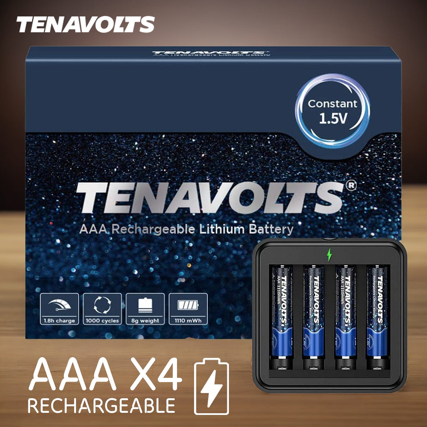 TENAVOLTS Lithium Rechargeable Battery, 4 Counts 200 グラム