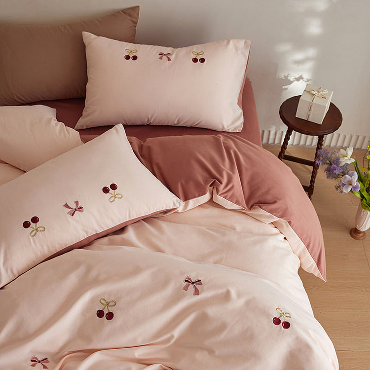 Cloud Nine Bedding Set(Fitted) Cherry Bow-Q 2000 g