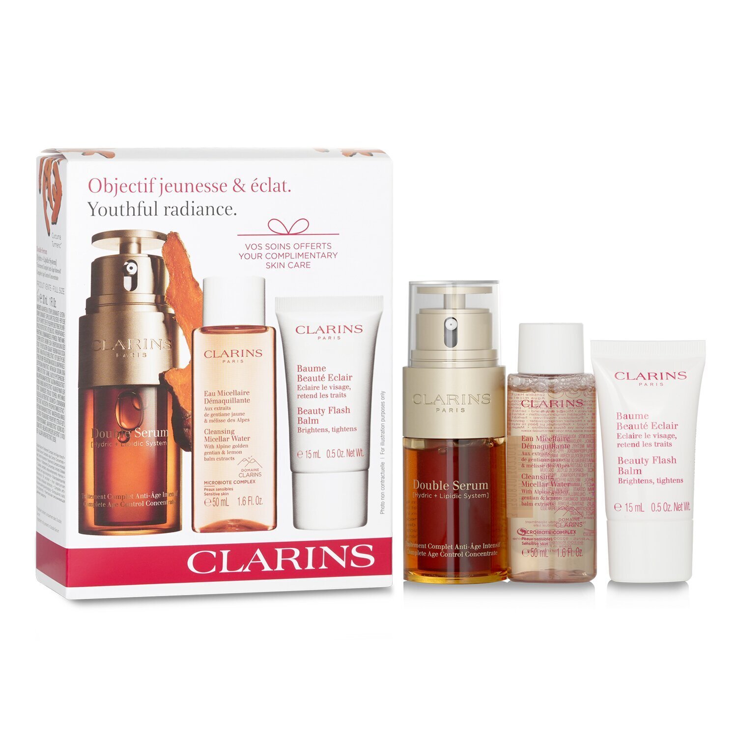 Clarins Youthful Radiance Set: Double Serum 30ml+ Cleansing