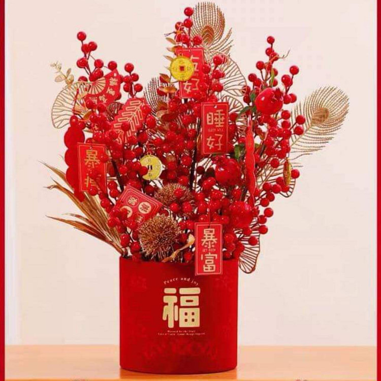 新年装饰 吉祥红罐 2025 红色