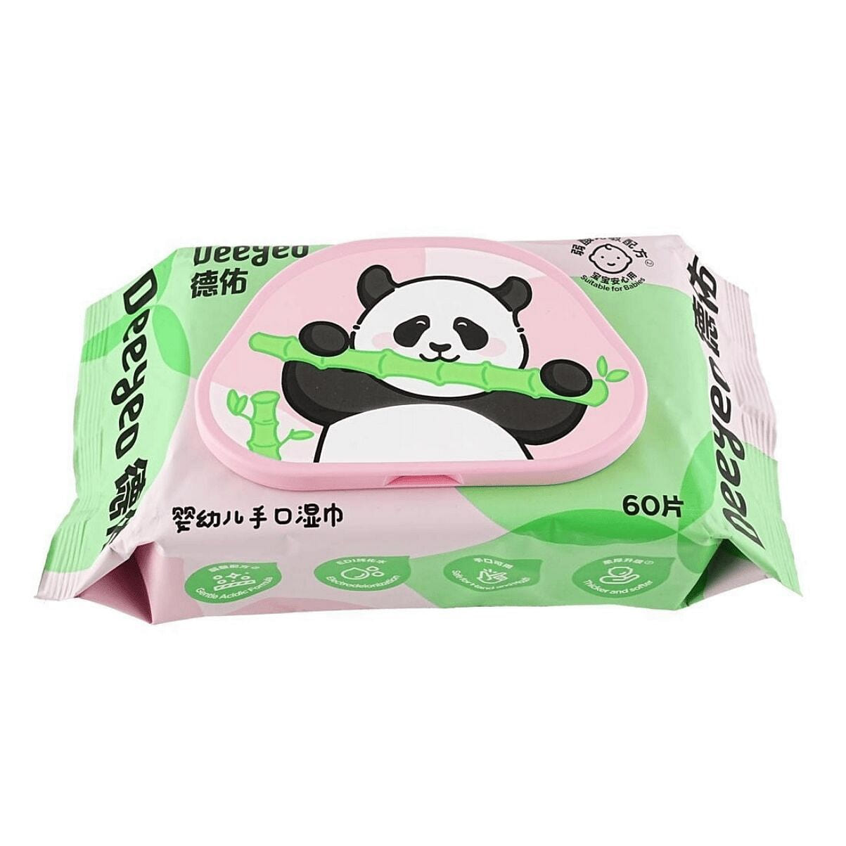 Deeyeo Hand and Mouth Wet Wipes Panda 60pcs 1 each