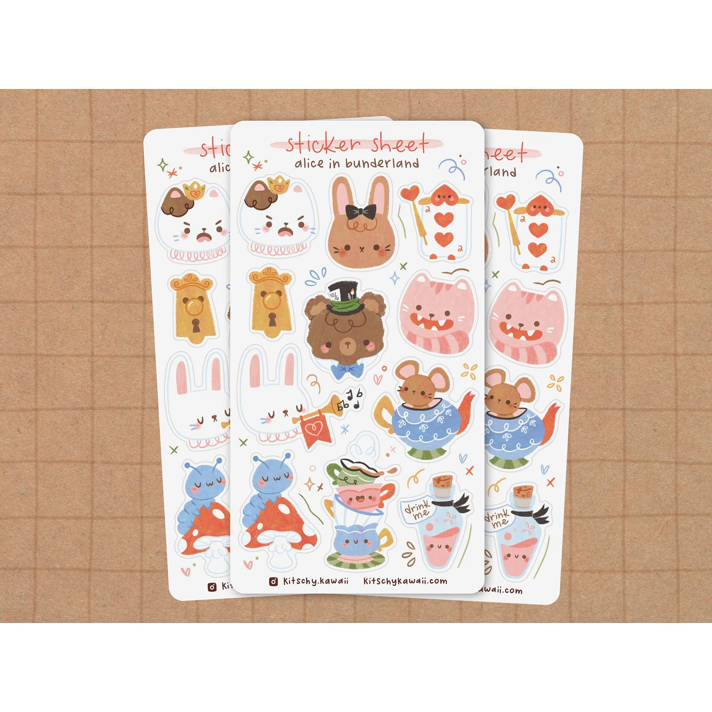 Alice in Wonderland Vinyl Sticker Sheet 1 each
