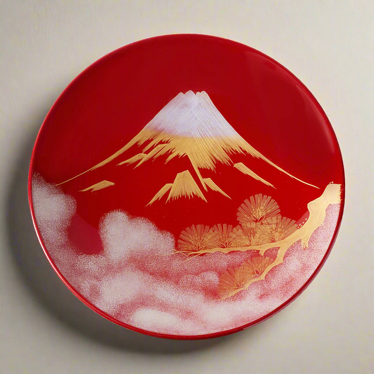 富士山漆器装饰盘