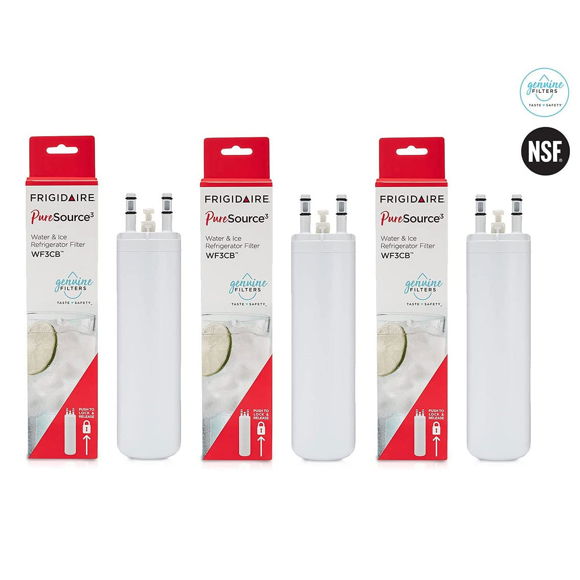 3-Pack Frigidaire WF3CB PureSource 3 Water and Ice Refrigerator Filter Water 1.2 lb