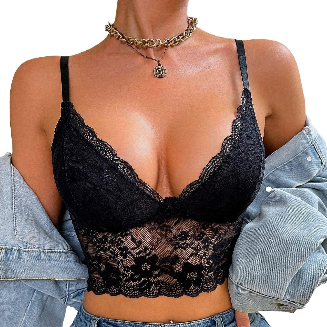 Lace Bralettes for Women Black Bra Size L 60 g