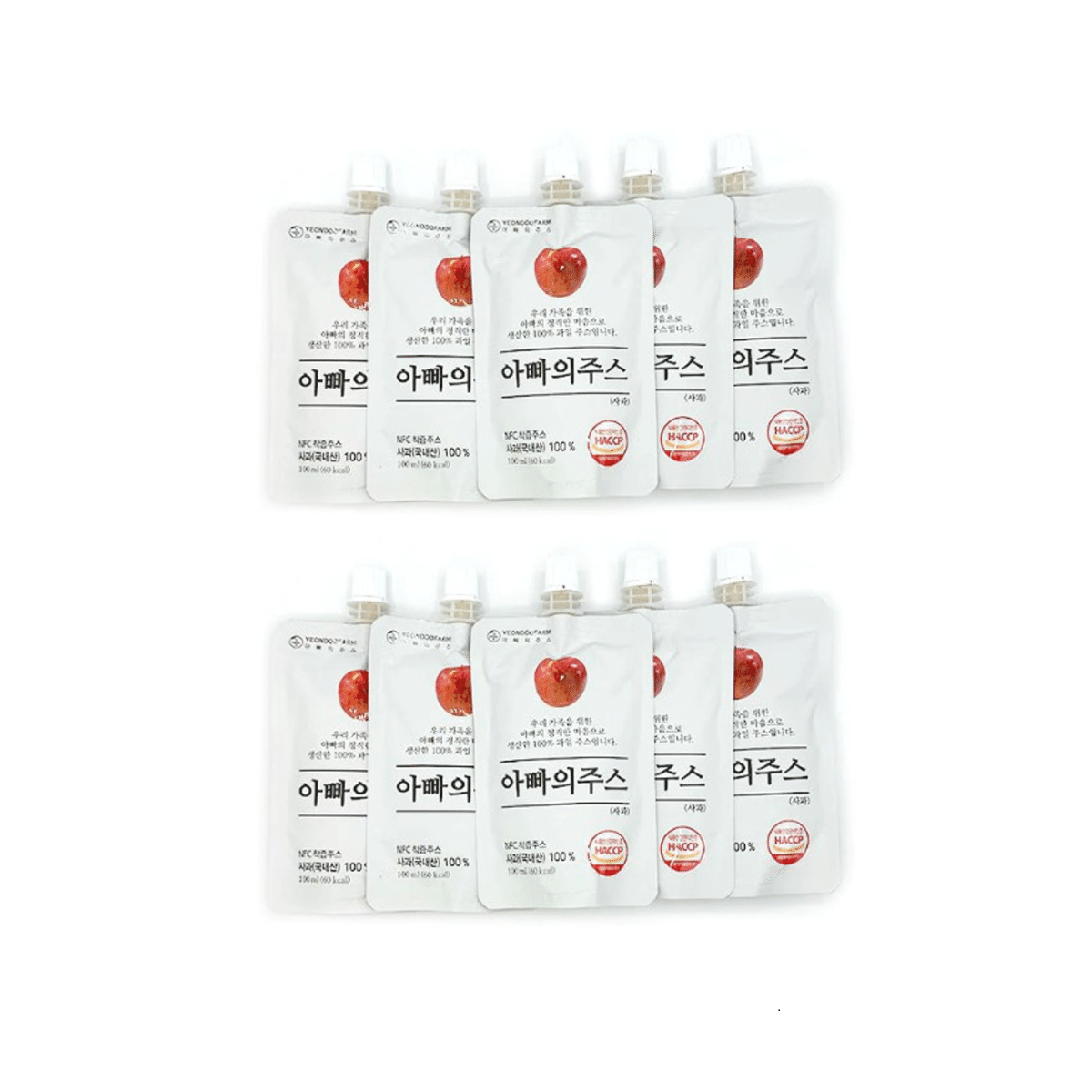YEONDOO FARM Papa’s Farm Apple Juice On-the-Go Natural Juices 100% 10 count