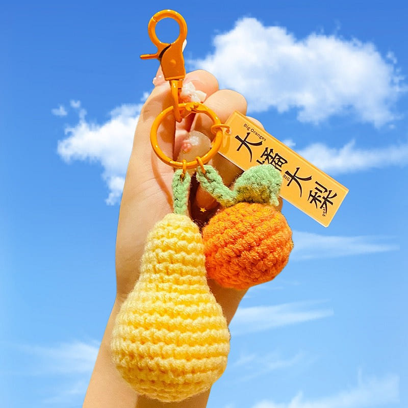 Cute woolen wind Vegetable series car keychain quirky keychain pears 1 count