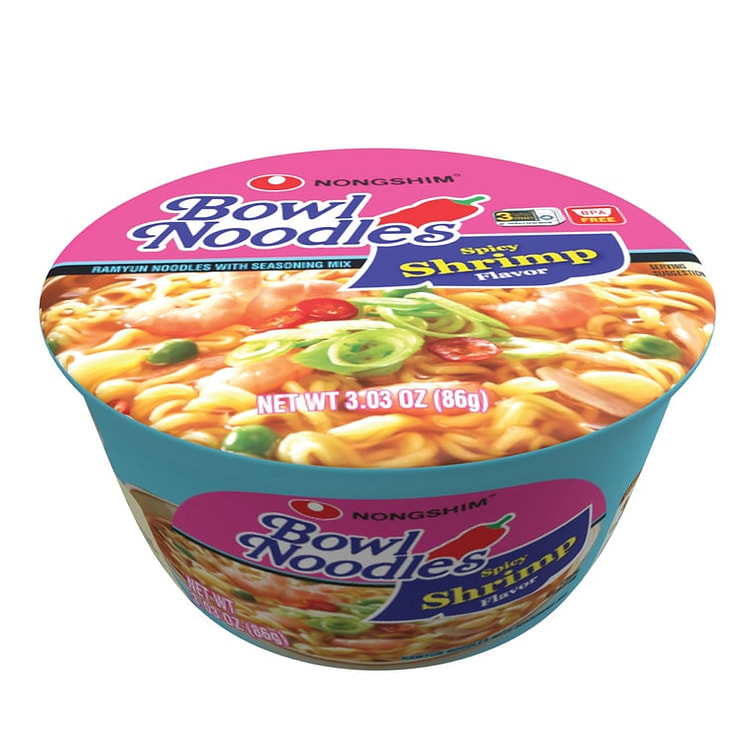 Nongshim Spicy Shrimp Bowl Noodles - 6 Bowls 1 box