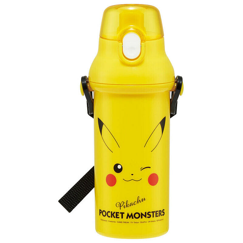 SKATER Antibacterial Flask Water Bottle with Carry Strap (480ml) – Pikachu Face 1 each