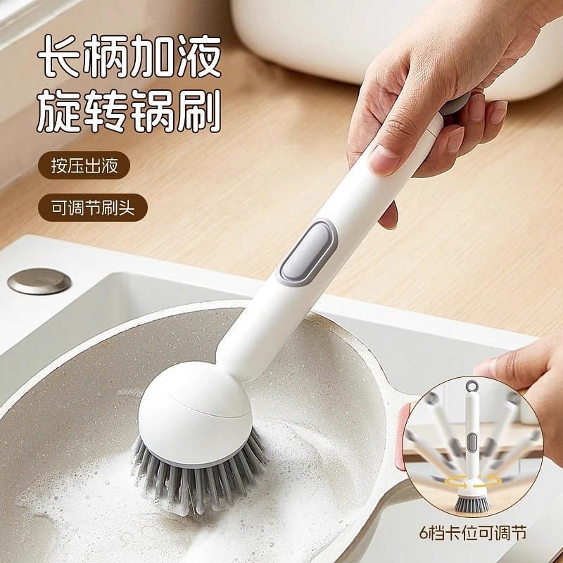 The long handled pot brush can rotate 1 count
