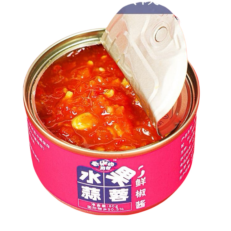 水果蒜蓉鲜椒酱  熟制辣椒酱  无防腐不含油 配料便干净 甜口微辣 80克*2罐
