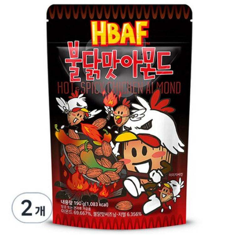 [韩国 直接配送] 巴夫火鸡味杏仁 190g，2个