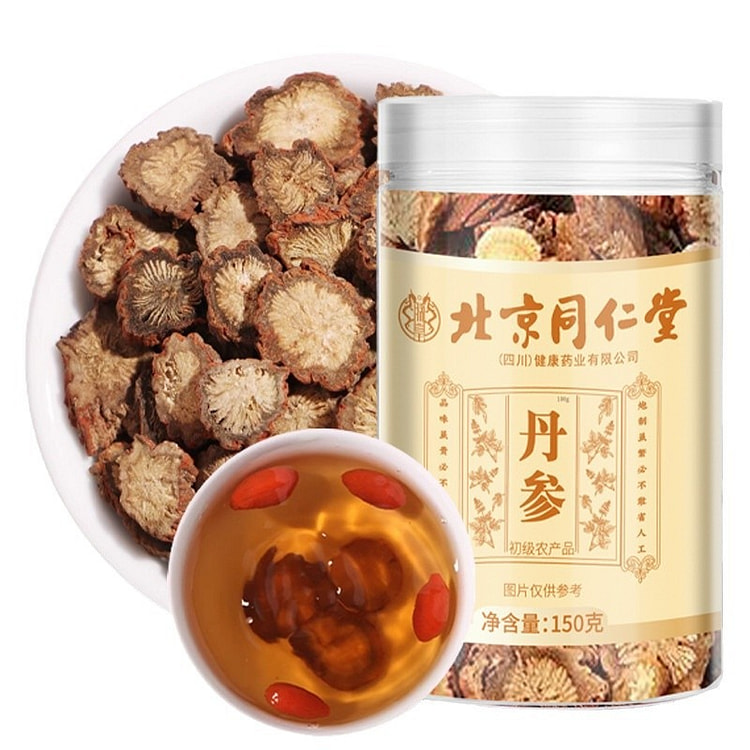 北京同仁堂   野生紫丹参片泡茶精选野生丹参中药材无硫精选   150g/罐