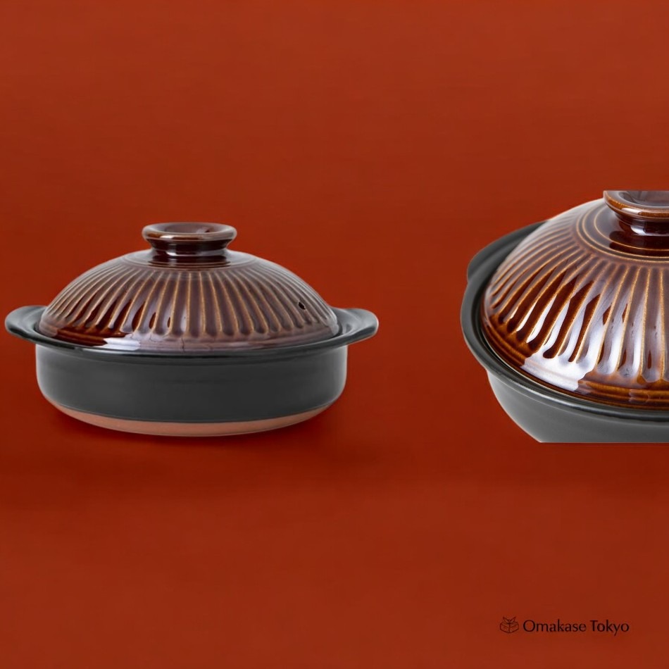 Ginpo Kikka Banko Donabe Japanese Clay Pot Brown 64.2 オンス