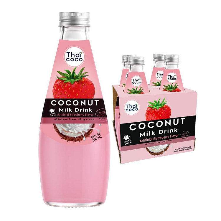 Thai Coco 草莓椰奶饮料 含椰果  4瓶装