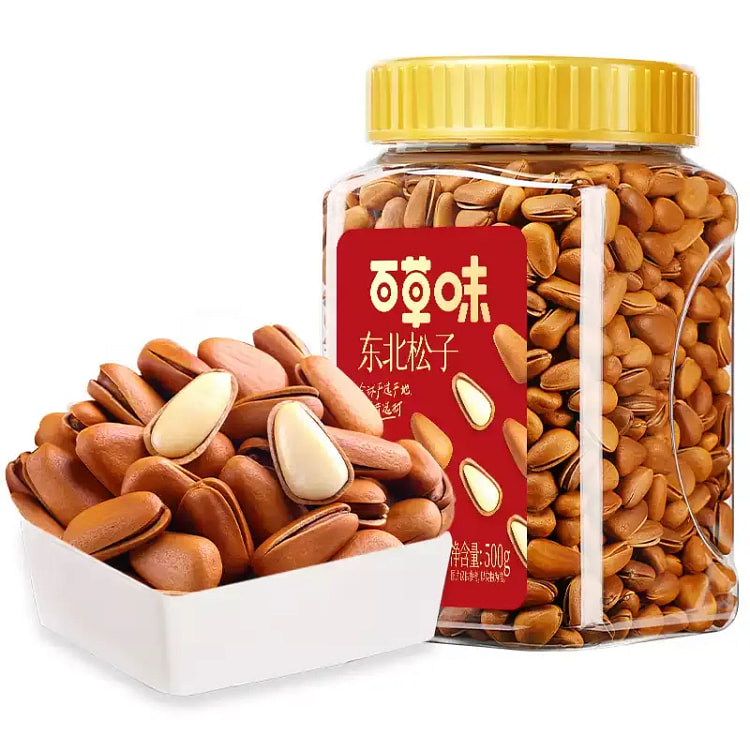 百草味东北松子大颗500g手剥零食干果小吃A+大果