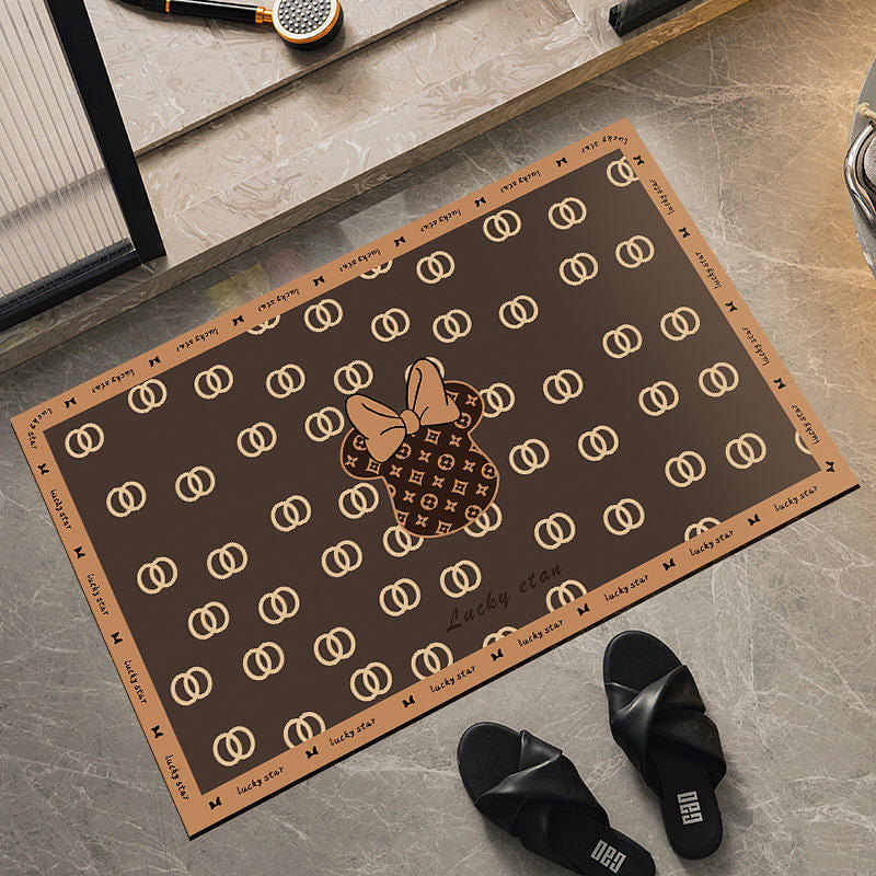 Luxury Absorbent Silicon Diatomite Floor Mat – Brown Fashion Dog (Square) 5 lb