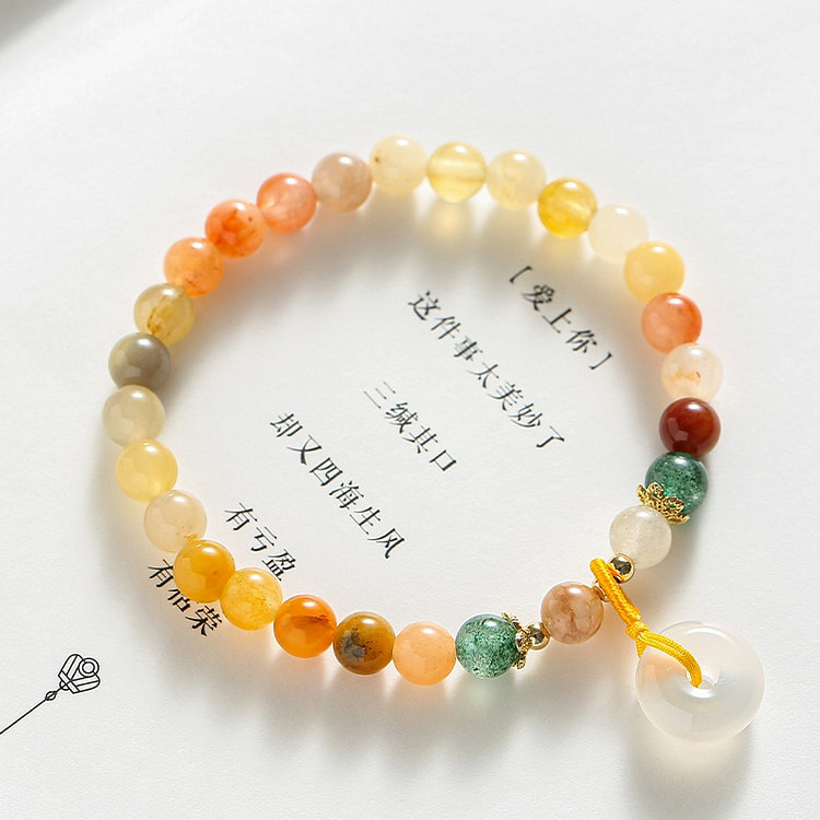 Golden Jade Strawberry Crystal Bracelet